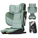 Jovikids Faltbarer Kindersitz mit ISOFIX, i-Size R129 Kinderautositze ca. 3-12 Jahre (100-150cm), Kindersitzerhöhung mit Rückenlehne, Geeignet für Reisen (Grün)