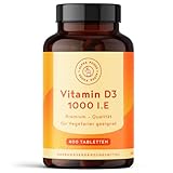 Vitamin D3 1000 I.E. – 400 Tabletten über 1 Jahr Vorrat – Vitamin D für Immunsystem, Knochen, Zähne & Muskeln – Hochdosiert – in Deutschland produziert und laborgeprüft - Vegetarisch - Alpha Foods