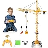 deAO RC Bauturmkran, Kran, ferngesteuert, für Kinder, Höhe 128 cm, 6 Kanäle, ferngesteuert, Modell Die Cast, Fernbedienung 680 °, Drehung, Lichter und Geräusche