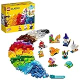 LEGO Classic Kreativ-Bauset mit durchsichtigen Steinen, mit Löwe, Vogel und Schildkröte, Konstruktionsspielzeug aus Bausteinen ab 4 Jahren 11013